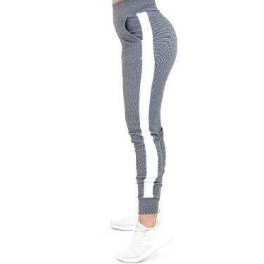 Imagem de Calça Feminina Jogger Listrada Crepe Slim Fit  Hoje - Don modas, Cinza