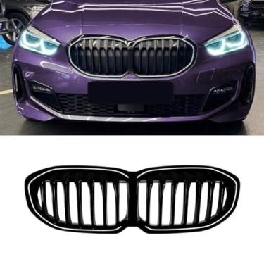 Imagem de Grade de para-choque de LED para carro Kit de corpo de grade de corrida decorativa Grade de para-choque dianteiro compatível com 1 Série F40 2019-2024 Parte externa (linha única preta)