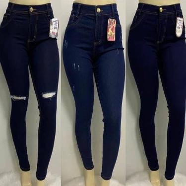 Imagem de 3 Calças Jeans Feminina Skynny Reta Cós Baixo e Alto Cores - Grupo PAS