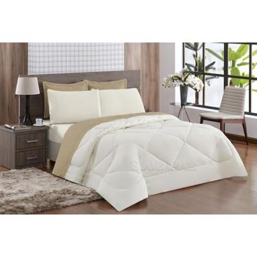 Imagem de kit Cobre Leito Cama Posta Casal Queen Fabuloso Dupla Face Palha Avelã