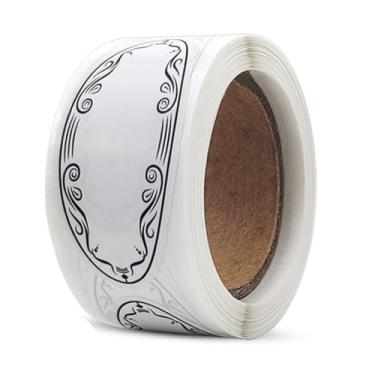 Imagem de Um rolo de 150 adesivos brancos em formato oval para organização de cozinha e gerenciamento de armazenamento de alimentos