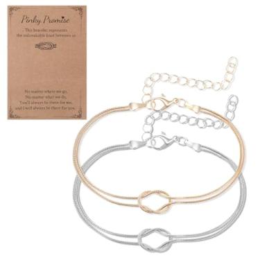 Imagem de Tucnoeu 2 pulseiras combinando, pulseira de compromisso de nó de amor, pulseira de amizade ajustável, presentes de aniversário de aniversário para casais para ele, namorado e namorada