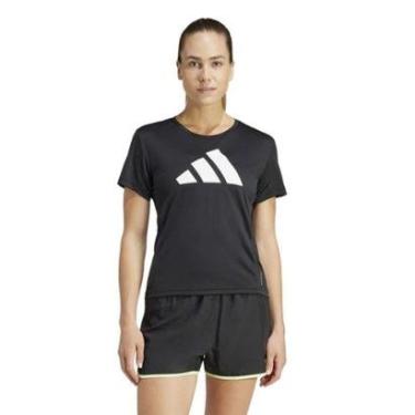 Imagem de Camiseta Adidas Run It Feminina - Preto e Branco PP-Feminino