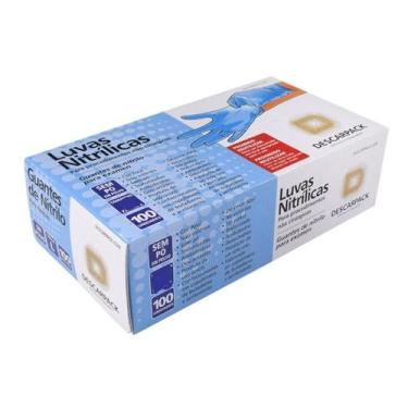 Imagem de Luva Descartável Nitrílica Azul Sem Pó C/100 - DESCARPACK, G