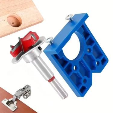 Imagem de Conjunto de ferramentas de perfuração ocultas de 35 mm, conjunto de ferramentas de perfuração ocultas, móveis de madeira, marcenaria, guia de modelo de corte para móveis de janela de porta