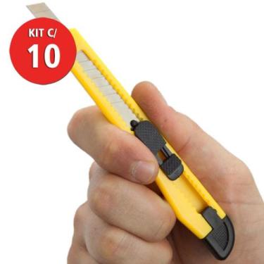 Imagem de Kit 10 Estilete de Plástico Estreito Ergonômico 9mm Beltools