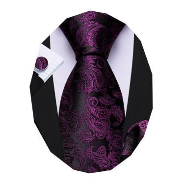 Imagem de Conjunto de Corbata Barry.Wang de Seda Tejida con Diseño Paisley para 