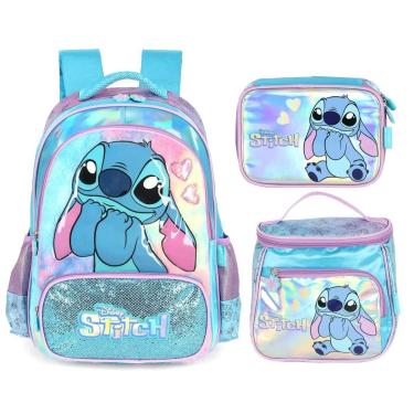 Imagem de KIT MOCHILA ESCOLAR LANCHEIRA ESTOJO INFANTIL LILO STITCH-Feminino