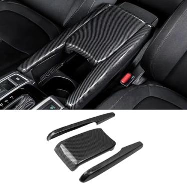 Imagem de FQMY Tampa da caixa de apoio de braço central interior do carro caixa de armazenamento capas de acabamento acessórios automotivos para Honda 10ª geração Civic 2016 2017 2018 2019 2020 2021 (fibra de