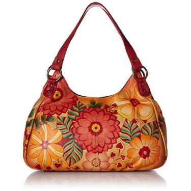 Imagem de Anna by Anuschka Bolsa feminina Hobo franzida de couro legítimo, flor de verão, tamanho único EUA, Floração de verão, One Size