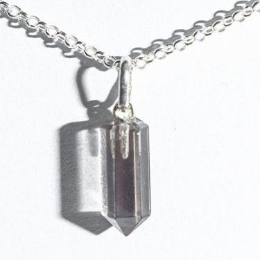 Imagem de Colar Micro Pontinha Pedra Quartzo Fumê Prata 950 15mm - CristaisdeCur