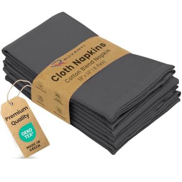 Imagem de RUVANTI Conjunto De 6 Guardanapos Pano Ruvanti, 45X45 Cm, Laváveis, Macios, Duráveis, Absorventes, Mistura Algodão. Jantar À Mesa Para Hotel, Almoço, Restaurante E Festas Casamento - Cinza Escuro