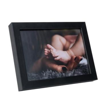 Imagem de Porta-Retrato 15x21 cm com Vidro – Moldura Decorativa para Foto de Família de Mesa(Preto)