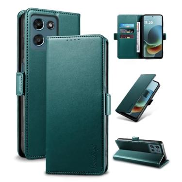 Imagem de Yunubeyii Capa carteira flip para Moto G Play (2026) - [bloqueio RFID] Capa magnética para celular de couro PU de luxo com suporte, capa protetora à prova de choque, verde
