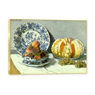 Imagem de NHLDZYH Moldura dourada. Arte de parede vintage - natureza morta com frutas - quadro de tela de estilo clássico - pintura de natureza morta com moldura decorativa. B23. 50x70cm