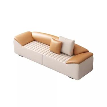 Imagem de KEG801302 Banqueta moderna para quarto, sala de estar, banco de cabeceira, banco longo, vestiário, sofá, banco, cama, minimalista, final, sofá, decoração (branco + laranja, pequeno)