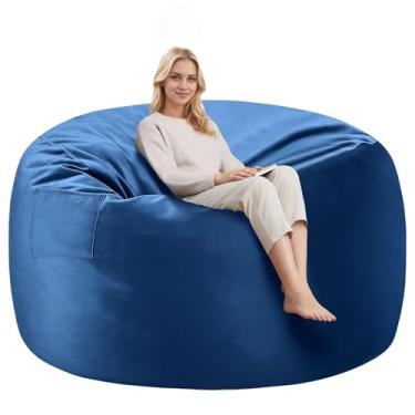 Imagem de Cansunna Cadeiras de pufe de 1,8 m, pufes confortáveis, cadeiras gigantes com enchimento de espuma de memória, cadeiras de pufe para adultos, capa lavável na máquina, sofá preguiçoso para sala de