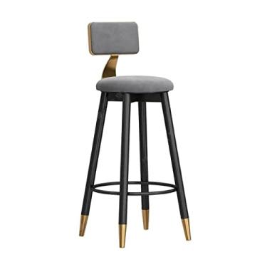 Imagem de KEG801302 Multiuso, 75 cm/29,52 polegadas, moderno, moderno, banco de frente, cadeira de bar com encosto, cadeira de jantar prática moderna (cinza)