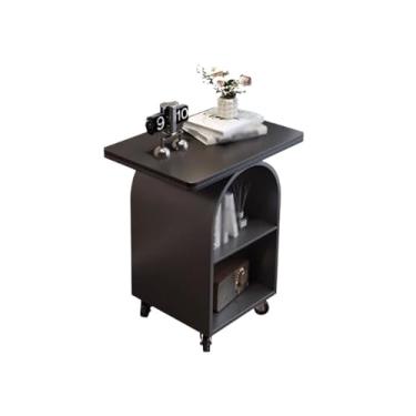 Imagem de Mesa de cabeceira para quarto, prateleira de cabeceira preta, armário de armazenamento simples e moderno pequeno para quarto de ardósia (preto)