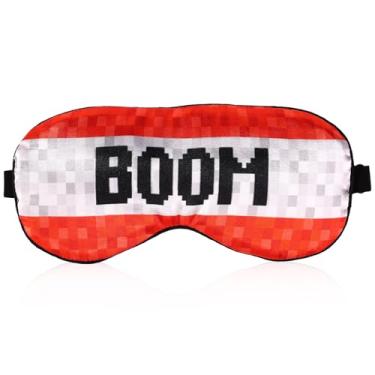 Imagem de Máscara de Dormir com Tema de Pixel Art, Imitação Seda Macia Máscara Dormir com Pixel Art Videogame Alça Ajustável Adequada para Meninos Meninas Adolescentes e Adultos (Vermelha)