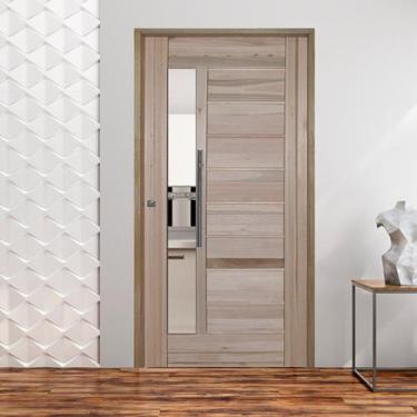 Imagem de Kit Porta de Madeira BBB 210x110cm Batente 11cm Fechadura Rolete Rodam