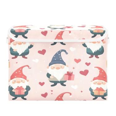 Imagem de STAYTOP Cestos de armazenamento fofos de gnomo para o Dia dos Namorados com tampas e alça de transporte, caixas de armazenamento dobráveis organizadores de recipientes para casa, quarto, armário