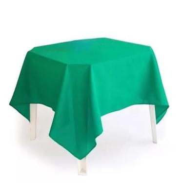 Imagem de Kit com 10 Toalhas de Mesa Quadrada Oxford 1.50x1.50m - 4 Cadeiras, Ideal para Festa, Buffet e Restaurante, Resistente e Prática (VERDE)