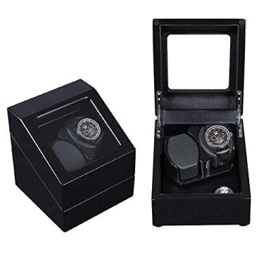 Imagem de Enrolador de relógio automático relógios duplos rotativos motor silencioso caixa de madeira 4 modos 2 modos de fonte de alimentação 19,5 vezes 18 vezes 18 cm linda casa