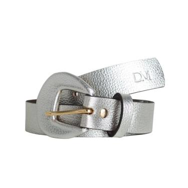 Imagem de Cinto Gabi Médio Feminino Dayane Magalhães Prata Com Fivela Em Couro-Feminino