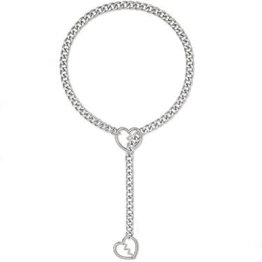 Imagem de WATASAA Colar longo de ouro prateado para mulheres: gargantilha com pingente de coração ajustável, colar de corrente em camadas para elegância diária, 24.0 Inches, Metal Aço inoxidável, Sem Pedra