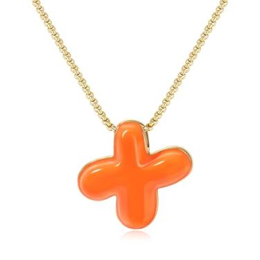 Imagem de KissYan Colar com letras de bolha, banhado a ouro 14 K, pingente de caixa com inicial de balão colorido, joia delicada para presente, Adjustable, Cobre, Sem Pedra Preciosa