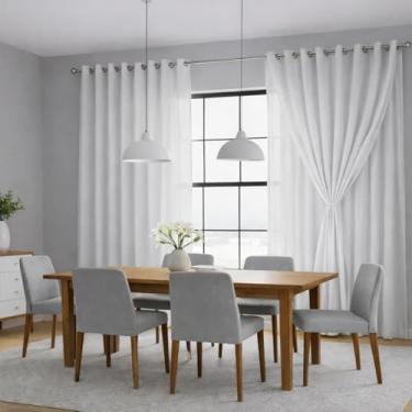 Imagem de Cortina Voil de Linho 3,00m x 1,80m com Forro de Microfibra para Sala Quarto Casa - Divesas Cores e Medidas (Branca)