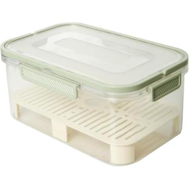 Imagem de Caixa Organizadora com Escorredor Interno – Plástico Transparente/Bege – Armazenamento de Frutas, Verduras e Legumes – 23,5 x 15 x 11 cm