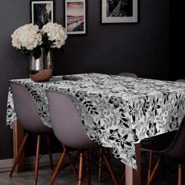 Imagem de Toalha de Mesa Térmica Impermeável Plástica Ultra Grossa Retangular 4 6 8 10 Lugares Fácil Limpeza para Cozinha e Sala(Floral Home,6 Lugares)
