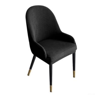 Imagem de Capa de cadeira de jantar semicircular de veludo com ajuste de elastano de poliéster de alta elasticidade, capa curva para encosto para cadeiras de cozinha, banquete ou hotel, lavável na máquina em