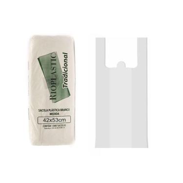 Imagem de Sacola Plástica M. Branca 42Cx53Cm Rioplastic C/2000  2Pct 
