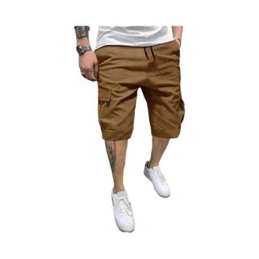 Imagem de Bermuda Cargo Masculina De Verão Estilo Fino Solta Corte Reto 5 Polega