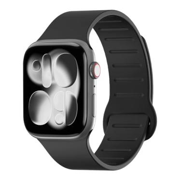 Imagem de Pulseira de silicone magnética compatível com Apple Watch séries 11, 10, 9, 8, 7, 6, 5, 4, 3, 2 e 1 e SE, 38 mm, 40 mm, 40 mm, 40 mm, 41 mm, 42 mm, 45 mm, 46 mm, 4, 2 e 1 e SE Ultra