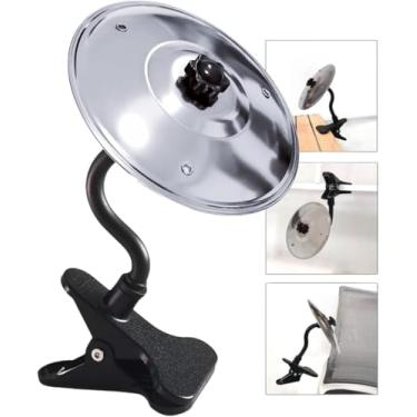 Imagem de Prato de mesa com suporte de grampo - instrumento de percussão de metal portátil para escritório e casa - acessório de mini bateria para alívio de estresse (um, prata)