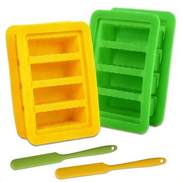 Imagem de 2 peças de molde de silicone de manteiga com tampa, molde de manteiga antiaderente para manteiga caseira, moldes em bastão de manteiga com pás de manteiga para fazer manteiga para fazer chocolate e