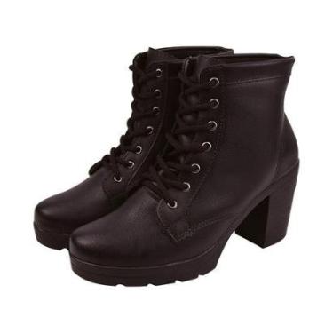 Imagem de Coturno Feminino Bota de Salto Alto CM Calçados Confortável Macio Plataforma Tratorado Cano Médio-Feminino