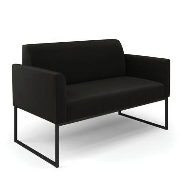 Imagem de Sofá Namoradeira Base Industrial Preto Marisa Suede Cor Preto