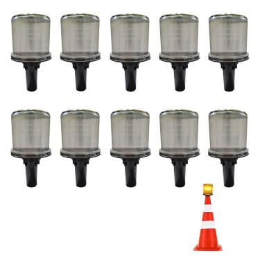 Imagem de Sinalizador Solar Viario  Kit 10 Uni  Alerta Transito Emergencia Estrada Cone Rodovia Obra