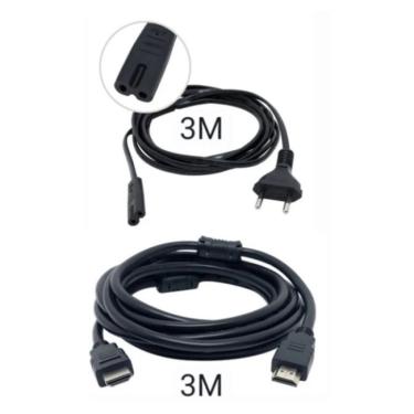 Imagem de Cabo Força Energia Tipo 8 Tv Led Lcd Tipo 8 / 3 M + Hdmi 3