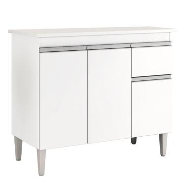 Imagem de Balcão De Cozinha Tatiane 95cm Branco Com Tampo Mdp - Ajl Móveis Branco