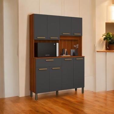 Imagem de Cozinha Elegante 08 Portas Oslo Cinamomo E Grafite