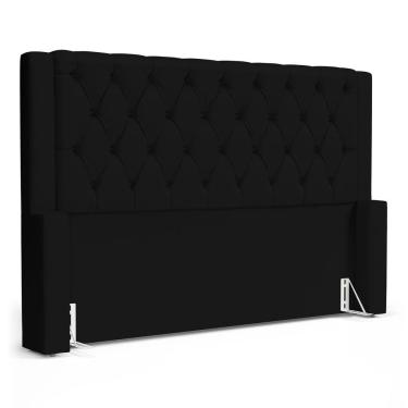 Imagem de Cabeceira Atena Para Cama Box King Size 195cm Capitonê Com Frame Suede Preto - Desk Design