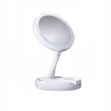 Imagem de Espelho Mesa Dupla Face Luz Led Com Aumento 10X Maquiagem Redondo