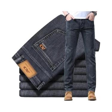 Imagem de Calças Jeans Slim Fit Stretch Azul Claro Para Homens, Clássicas E Casu