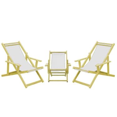 Imagem de Kit 3 Espreguiçadeiras 2 Adulto E 1 Infantil-branco